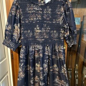 Hill House Navy and Gold Dress